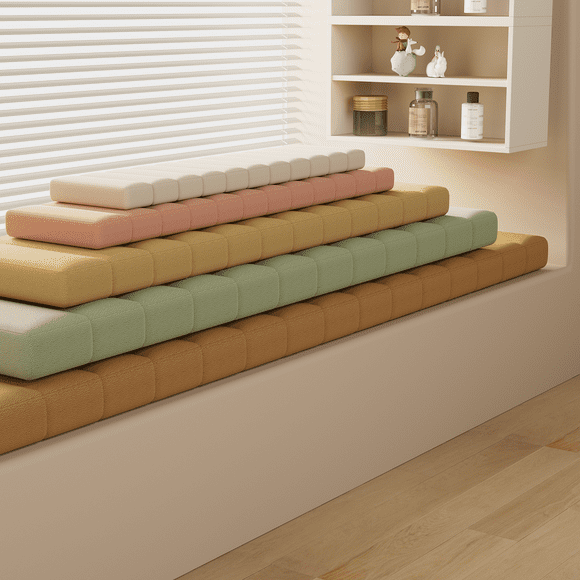 ShadeMart 1.8 Inch Thick Custom Window Seat Cushions, Thickened Waterproof Teddy Velvet Bay Window Bench Cushion, Anti-Scratch Splash-Proof Cover Premium 70D Foam for Indoor Furniture - Made in US