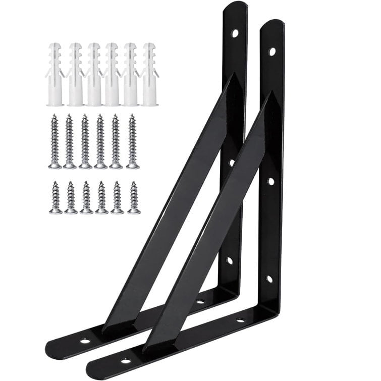 ShadeMart 12 Piece Heavy Duty Floating Metal Wall L-Shaped Shelf Brackets