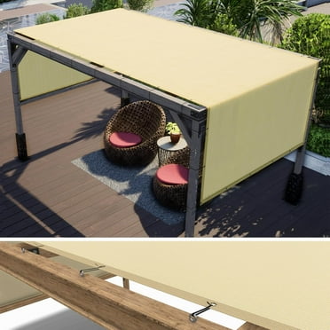 ShadeMart 12' x 16' Beige Pergola Sun Shade Canopy Replacement Cover UPF50, Commercial Grade 260 GSM Cloth for Outdoor Patio, Garden, Backyard (We Make Custom Size)