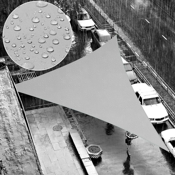 ShadeMart 12' x 21' x 24.2' Custom Size Grey Triangle Waterproof Sun Shade Sail Canopy Awning Shelter, 95% UV Blockage Water Resistant, Outdoor Patio Garden Carport (We Customize Size)