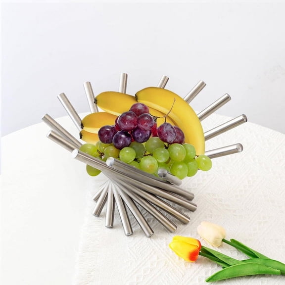 ShadeMart 13.8"x 5.1" Creative Stainless Steel Rotation Fruit Bowl Basket Stand Holder