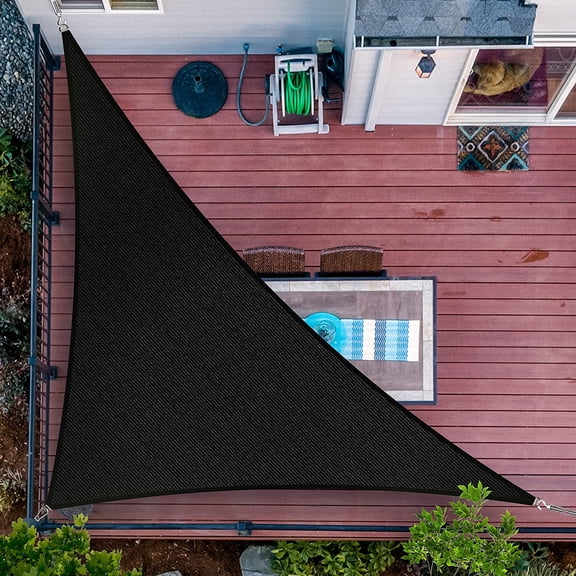 ShadeMart 14' x 14' x 14' Black Triangle Sun Shade Sail Canopy Mesh Fabric UV Block & Water Air Permeable - Commercial Heavy Duty - 190 GSM - 3 Years Warranty - Custom Make