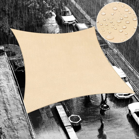 ShadeMart 14' x 19' Custom Size Beige Rectangle Waterproof Sun Shade Sail Canopy Awning Shelter, 95% UV Blockage UV & Water Resistant, Outdoor Patio Garden Carport (We Make Custom Size)