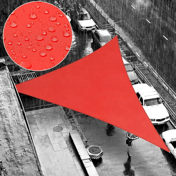 ShadeMart 16' x 16' x 16' Custom Size Red Triangle Waterproof Sun Shade Sail Canopy Awning Shelter, 95% UV Blockage Water Resistant, Outdoor Patio Garden Carport (We Customize Size)