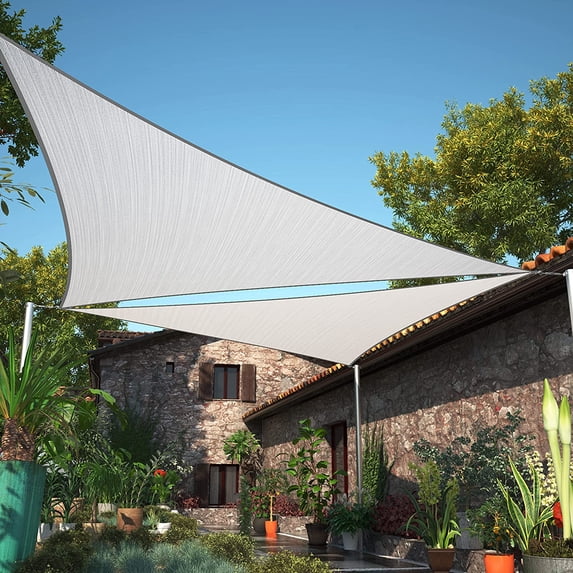 ShadeMart 17' x 20' x 26.2' Gray Right Triangle Sun Shade Sail Canopy Mesh Fabric UV Block & Water Air Permeable - Commercial Heavy Duty - 190 GSM - 3 Years Warranty - Custom Make