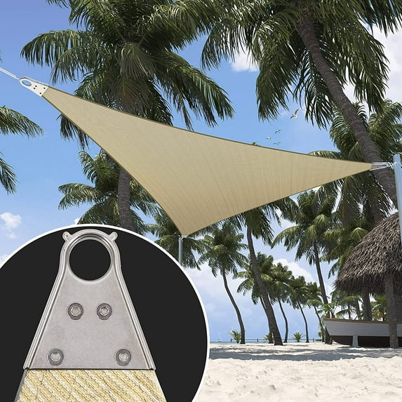 ShadeMart 25' x 43' x 49.74' Beige Right Triangle Size Super Ring Sun Shade Sail CTAWTN Canopy Awning Shades for Patio - Commercial Heavy Duty - 260 GSM - 5 Years Warranty