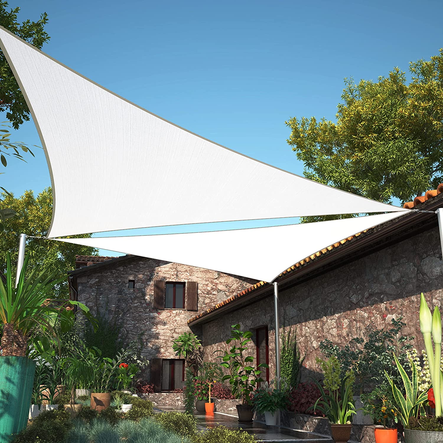 28' x 28' x 28' White Triangle Patio Sun Shade Sail Canopy