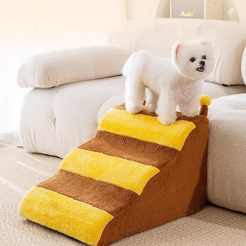 ShadeMart 3-Step Pet Stairs for Small Dogs, High-Density Foam with Non-Slip Base & Washable Cover
