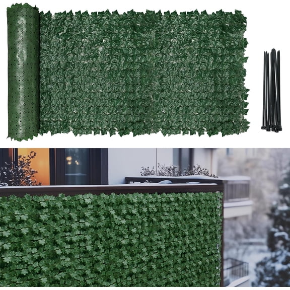 ShadeMart 3' x 10' Artificial Ivy Fence Privacy Scree for Balcony Decks Patio, Decorative Faux Ivy Fencing Panel with 10 Zip Ties, Detachable Faux Leaves Backdrop for Yard Hedge Outdoor Indoor Decor