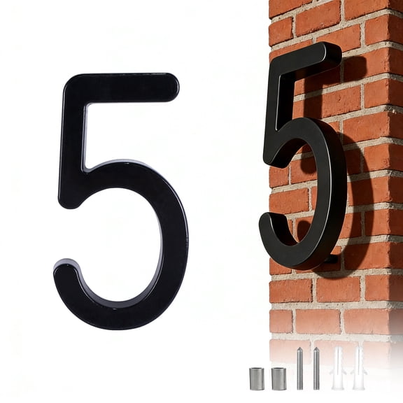 ShadeMart 3D Floating Modern House Numbers, 4.3 Inch Aluminum Address Sign - Weatherproof Rust-Free, 5 Finishes, Easy to Install Exterior Plaque for Clear Curb Appeal