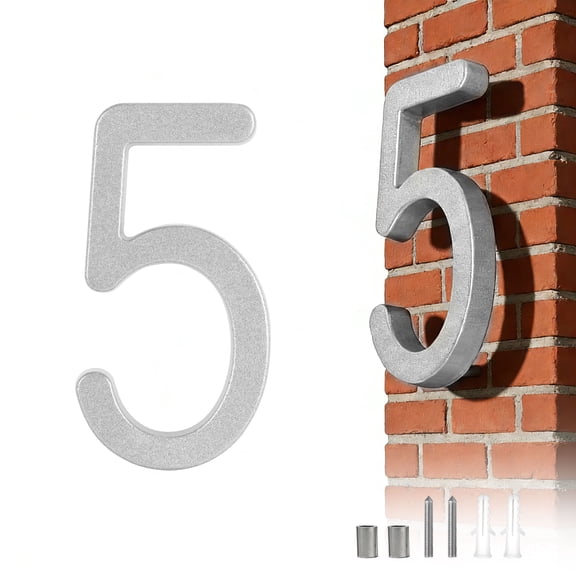 ShadeMart 3D Floating Modern House Numbers, 4.3 Inch Aluminum Address Sign - Weatherproof Rust-Free, 5 Finishes, Easy to Install Exterior Plaque for Clear Curb Appeal