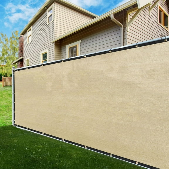 ShadeMart 4' x 191' Beige Fence Privacy Screen Windscreen Cover Shade Fabric Cloth, 90% Visibility Blockage, with Grommets, Heavy Duty Commercial Grade, Zip Ties Included - (We Make Custom Size)