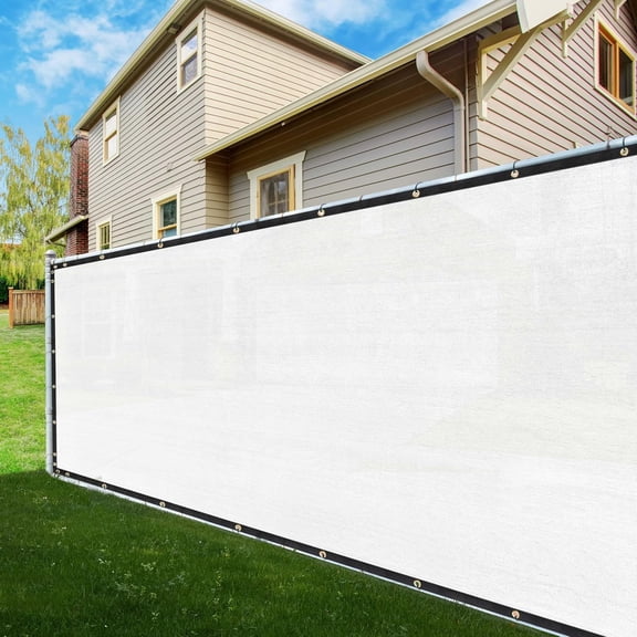 ShadeMart 4' x 4' White Fence Privacy Screen Windscreen Cover Shade Fabric Cloth, 90% Visibility Blockage, with Grommets, Heavy Duty Commercial Grade, Zip Ties Included - (We Make Custom Size)