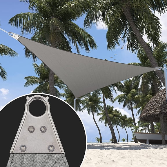ShadeMart 44' x 44' x 44' Grey Triangle Size Super Ring Sun Shade Sail CTAWTN Canopy Awning Shades for Patio - Commercial Heavy Duty - 260 GSM - 5 Years Warranty