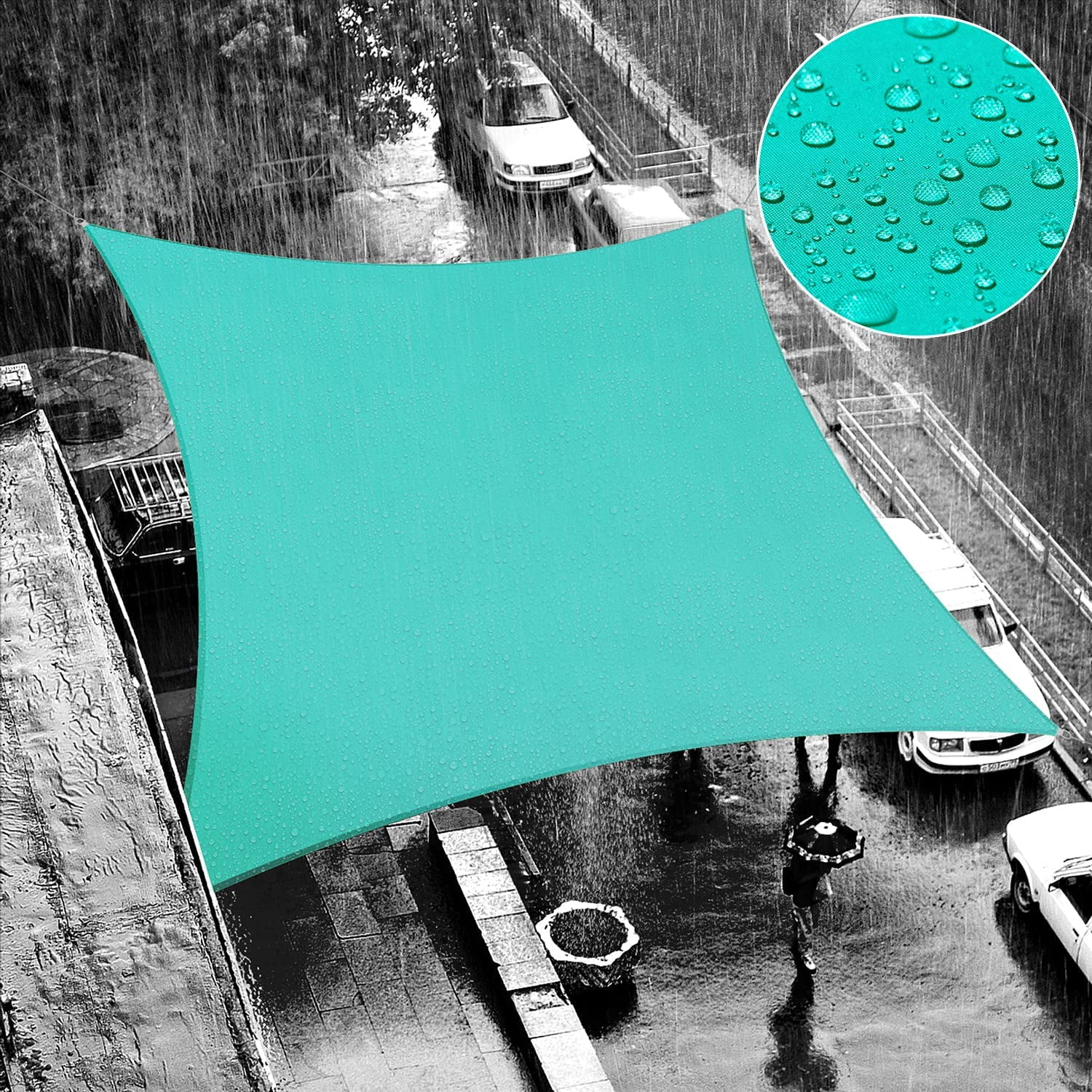 Turquoise Waterproof Rectangle Sun Shade Sail Canopy, 5' x 18'