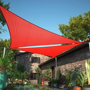ShadeMart 5' x 5' x 5' Red Triangle Sun Shade Sail Canopy Mesh Fabric UV Block & Water Air Permeable - Commercial Heavy Duty - 190 GSM - 3 Years Warranty - Custom Make