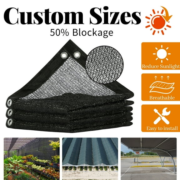 ShadeMart 50% Shade Cloth for Plant, Black 20FT x 24FT Outdoor Shade Tarp, Shade Cover with Upgrade Grommets and Zip Ties, Netting Sunblock Net for Vegetables Flower Garden Greenhouse, We Custom Size