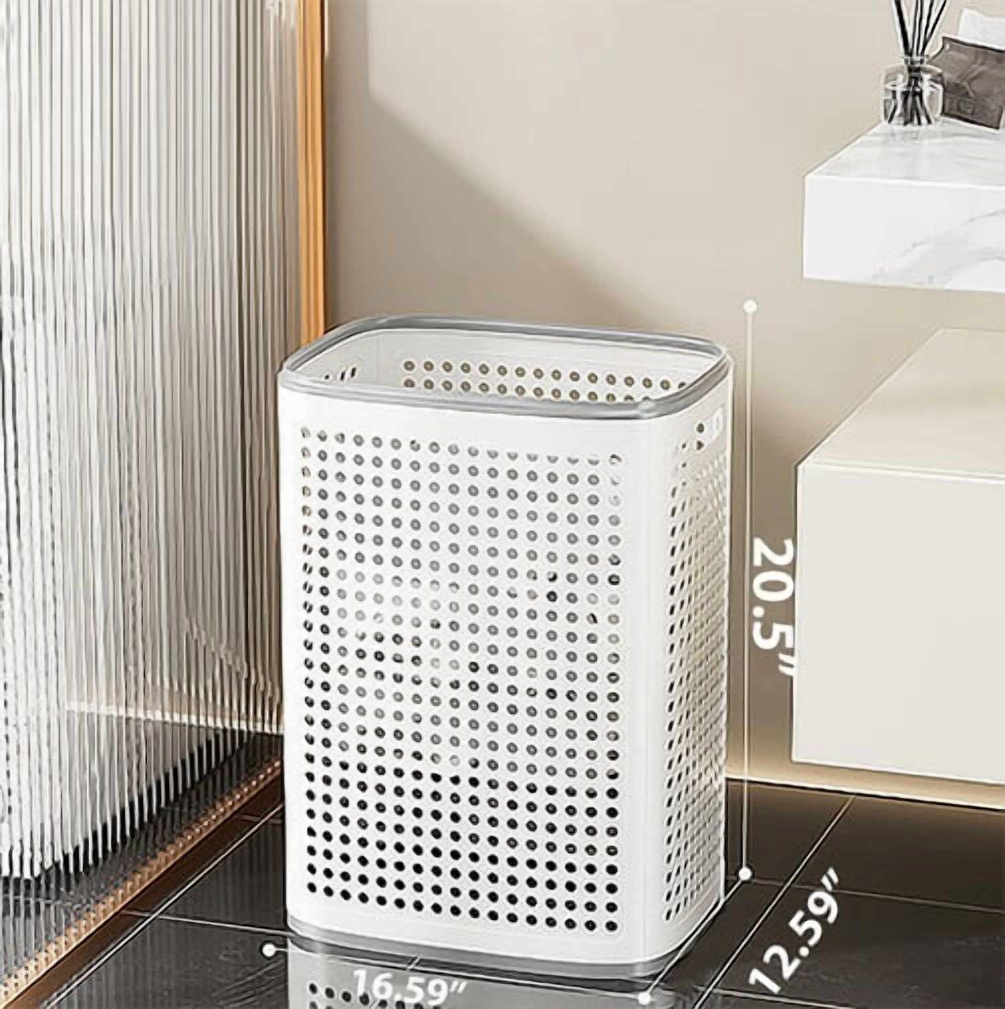 ShadeMart 58L Laundry Basket, Ventilated PP Plastic Clothes Hamper with Dual Handles ( No Lid / Wheels )