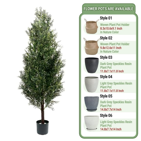 ShadeMart 59" Artificial Cedar Topiary Fake Cypress Trees Christmas Pine Tree Faux Cedar Potted Plants for Indoor Outdoor Home Front Porch Decor - Pot Style 05