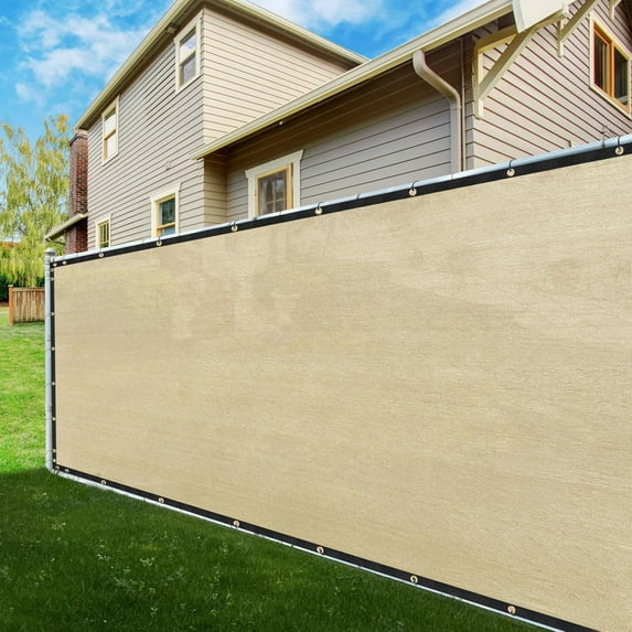 ShadeMart 6' x 149' Beige Fence Privacy Screen Windscreen Shade Fabric Cloth HDPE, 90% Visibility Blockage, with Grommets, Heavy Duty Commercial Grade, Cable Zip Ties Included - Custom Avalible