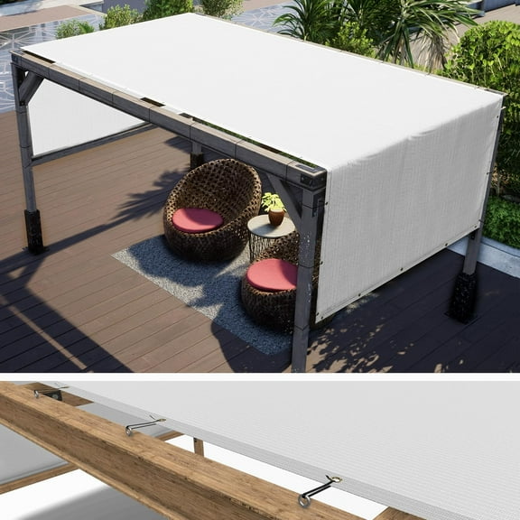 ShadeMart 6' x 18' White Pergola Sun Shade Canopy Replacement Cover UPF50, Commercial Grade 260 GSM Cloth for Outdoor Patio, Garden, Deck, Backyard (We Make Custom Size)