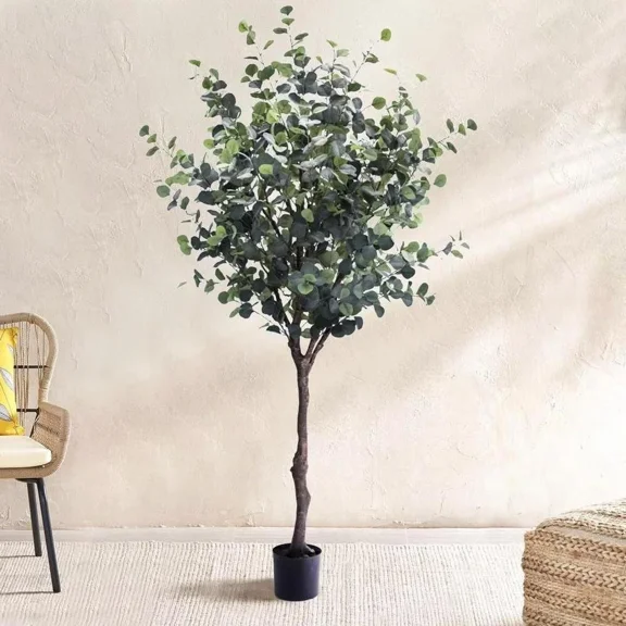 ShadeMart 71" Faux Eucalyptus Tree - UV Resistant, Potted | Indoor/Outdoor Patio & Home Decor