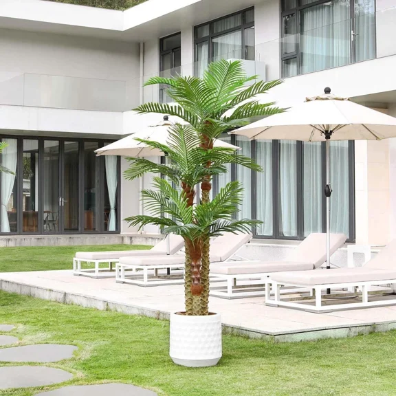 ShadeMart 72" UV Resistant Triple Phoenix Palm Tree - Indoor/Outdoor Decor for Patio, Poolside & Home