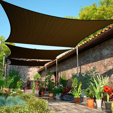 ShadeMart 8' x 10' Brown Rectangle Sun Shade Sail Canopy Mesh Fabric UV Block Air & Water Permeable - Commercial Heavy Duty - 190 GSM - 3 Years Warranty ( We Make Custom Size )