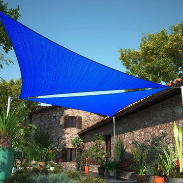 ShadeMart 8' x 8' x 8' Blue Triangle Sun Shade Sail Canopy Mesh Fabric UV Block - Commercial Heavy Duty - 190 GSM - 3 Years Warranty ( We Make Custom Size )