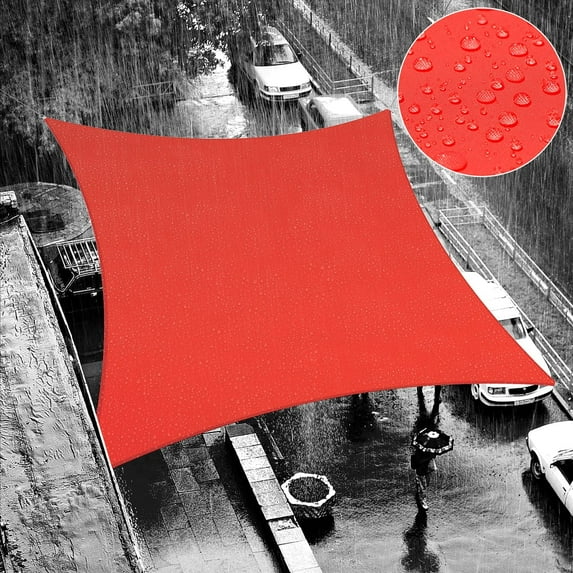ShadeMart 9' x 9' Custom Size Red Square Waterproof Sun Shade Sail Canopy Awning Shelter, 95% UV Blockage UV & Water Resistant, Outdoor Patio Garden Carport (We Make Custom Size)