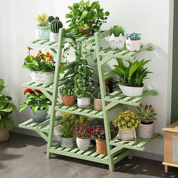 ShadeMart Bamboo A-Frame Plant Shelf Stand 9 Tier for Indoor and Outdoor Useï¼Green