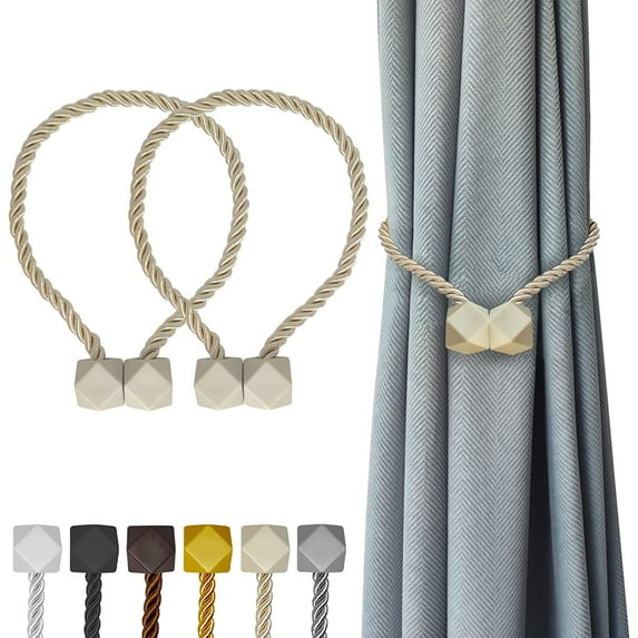 ShadeMart Beige 2pcs Magnetic Curtain Tiebacks , Curtain Tiebacks Buckles Holdbacks Holders Hooks Clip for Home Bedroom Office Decorative Curtain