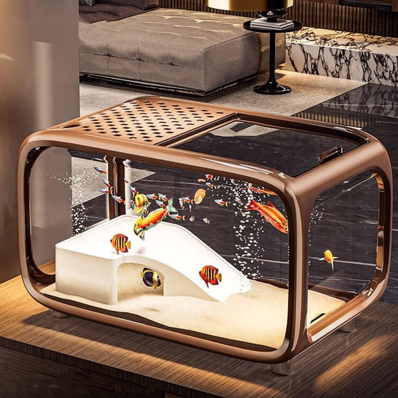 ShadeMart Brown Transparent Fish Tank, Mini Shatter-Resistant Acrylic Aquarium for Betta and Small Fish