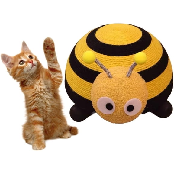ShadeMart Cat Toy with Sisal Rope Ball, Durable Interactive Toy for Indoor & Outdoor Play (Bee)