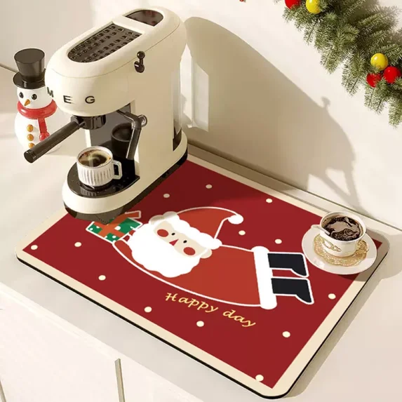 ShadeMart Chirstmas Gift Dish Drying Mat with Non-slip Rubber Backed