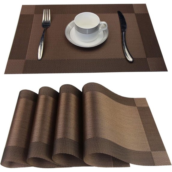 ShadeMart Coffee 4 PC Waterproof and heat-insulating Dining Table Placemats