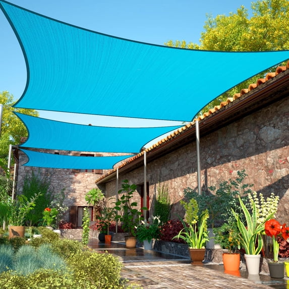 ShadeMart Custom Size 22' x 22' Rectangle Turquoise Sun Shade Sail Canopy UV Air & Water Permeable - Commercial Standard Heavy Duty - 190 GSM - 3 Years Warranty ( We Make Custom Size )