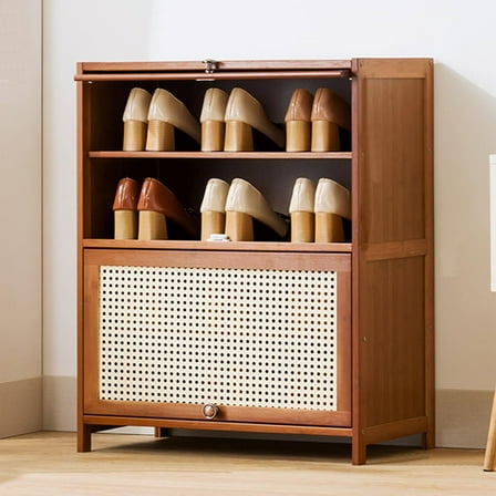 ShadeMart Entryway Shoe Storage, Shoe Rack Narrow, Flip Drawer Shoe Cabinet, Multi-Layer Tall Shoe Storage Cabinet, Shoe Cabinet Shelf (5 Tiers, 27.5" Brown)