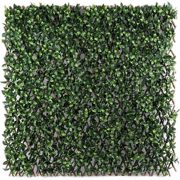 ShadeMart Expandable Privacy Fence Greenery Screen for Balcony Patio Decks, Gardenia Decorative Faux Ivy Fencing Panel Artificial Hedge, Single Sided Leaves 1 PC