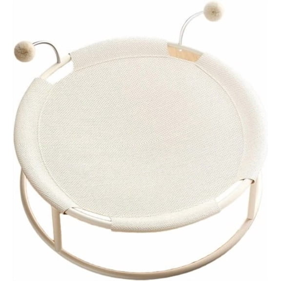 ShadeMart Free-Standing Cat & Dog Hammock Bed, Beige Portable Pet Bed with Spring-Loaded Balls for Indoor/Outdoor Use