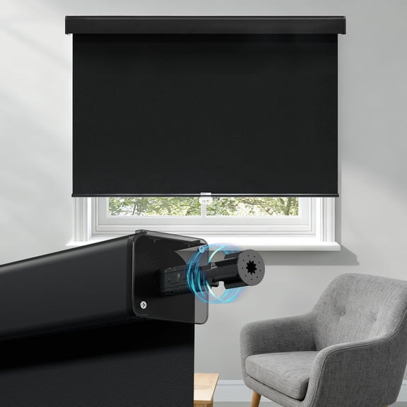 ShadeMart Free-Stop Cordless Blackout Roller Shades, Thermal-Insulated Easy Install Window Blinds for Home Office Bedroom (Black, 72" W x 72" H)