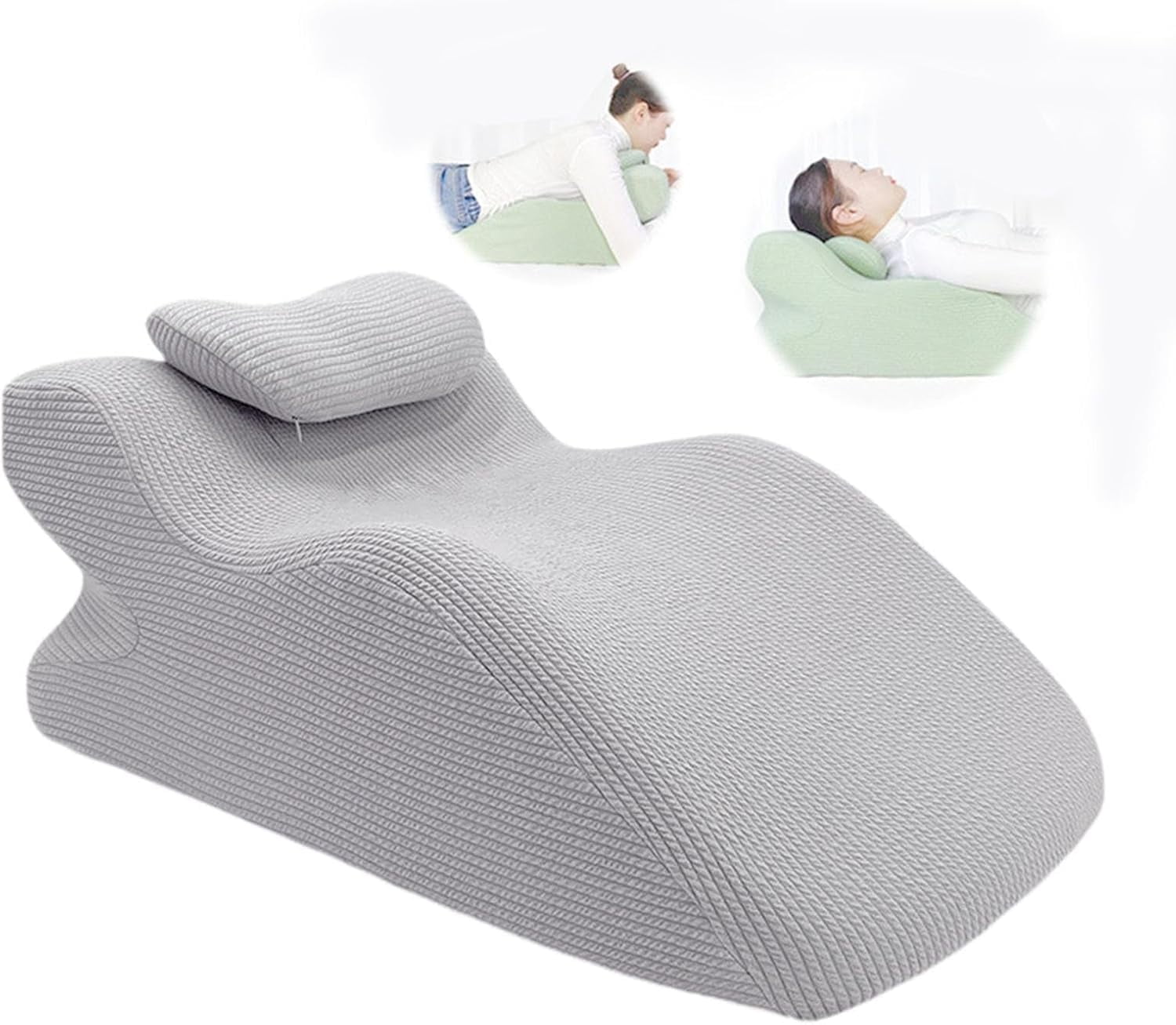 ShadeMart Grey Adult Ergonomic Memory Foam Bed Triangle Wedge Pillow Headboard with Face Down Massage Prone Pillow Function for Reading, with Washable Cover