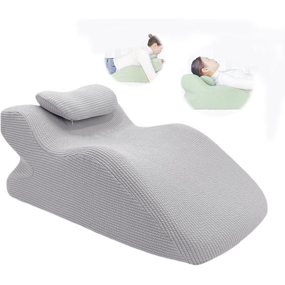 ShadeMart Grey Adult Ergonomic Memory Foam Bed Triangle Wedge Pillow Headboard with Face Down Massage Prone Pillow Function for Reading, with Washable Cover