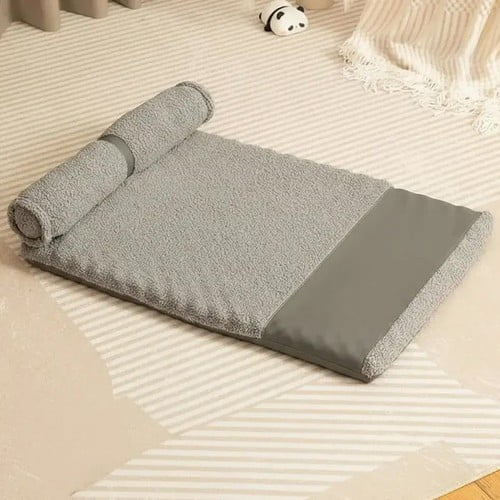 ShadeMart Grey Elevated & Thickened Pet Bed with Head Support, High-Quality Orthopedic Dog Bed Mattress, Comfort Curved Bolster for Neck & Head