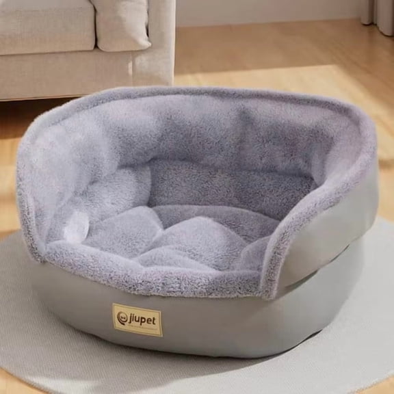 ShadeMart Grey Plush Pet Sofa Bed for Dogs & Cats, Thick Padded with Non-Slip Bottom, Indoor Comfort