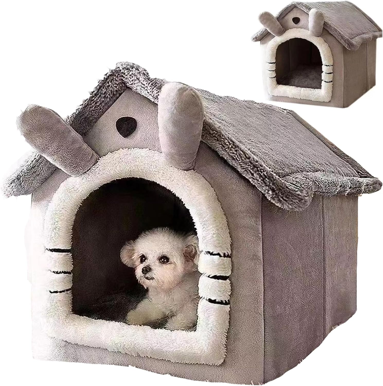 ShadeMart Indoor Warm Dog House Soft Pet Bed Tent House Dog Kennel Cat Bed with Removable Cushion Suitable Large Pets