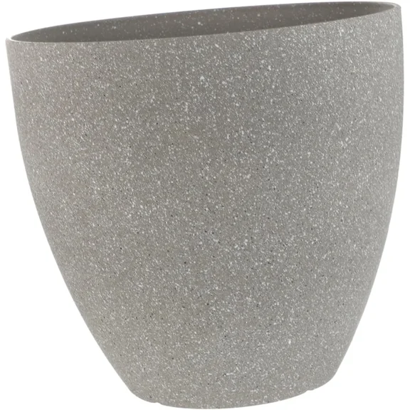 ShadeMart Light Grey Simulated Stone Flower Pot Stylish Resin Planter with Drainage Holes and Resin Tray, 11.8”(Upper D)x 7.1”(Bottom D) x 11.8”(H)