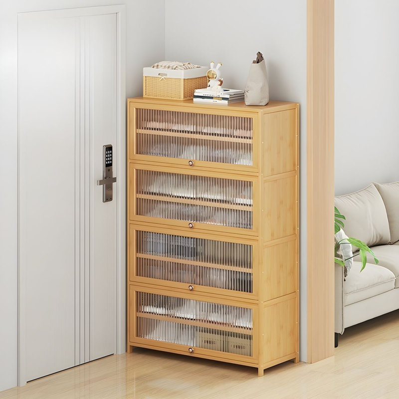 ShadeMart Nature 9 Rows Shoe Cabinet, Freestanding Shoe Storage Cabinet ...