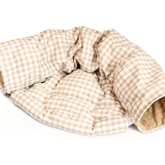 ShadeMart Peekaboo Cat Tunnel & Cave Bed (Khaki & White) - Detachable Washable Donut Bed, Scratch-Resistant for Large & Multiple Cats