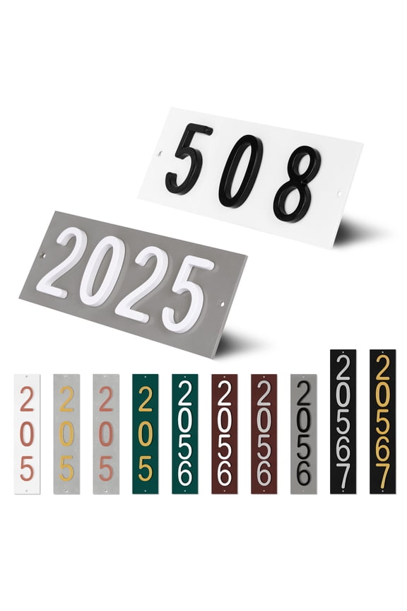 Personalized Flush Mount House Numbers Address Street Sign Plaque in Vertical/Horizontal, Aluminum Modern Front Door Sign - Made In USA (Custom Plate & Fonts Colors/Numbers)
